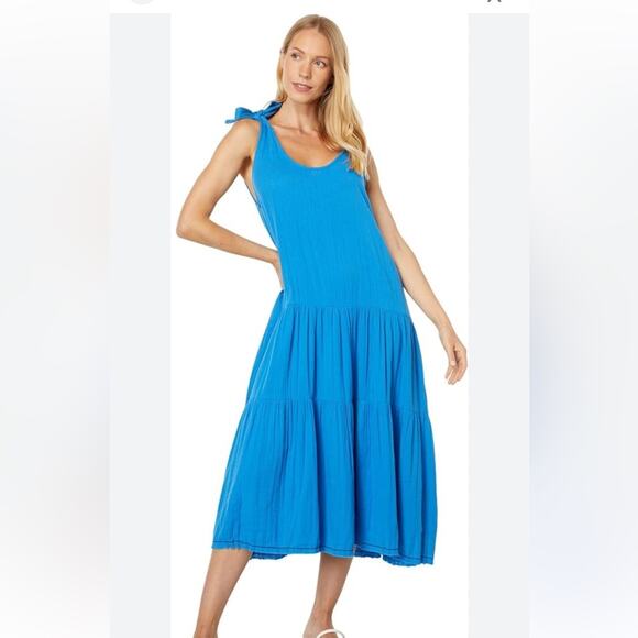 Lilla P Double Gauze Tie Strap Peplum Dress Size Small - Picture 1 of 5